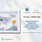 Water Signs Natural Crystal Painting of Whale in the Sea with USB Powered Night Light, Celestite, Moonstone, Wall or Desk Art Decor for Cancer Scorpio Pisces Zodiac Birthday Gifts