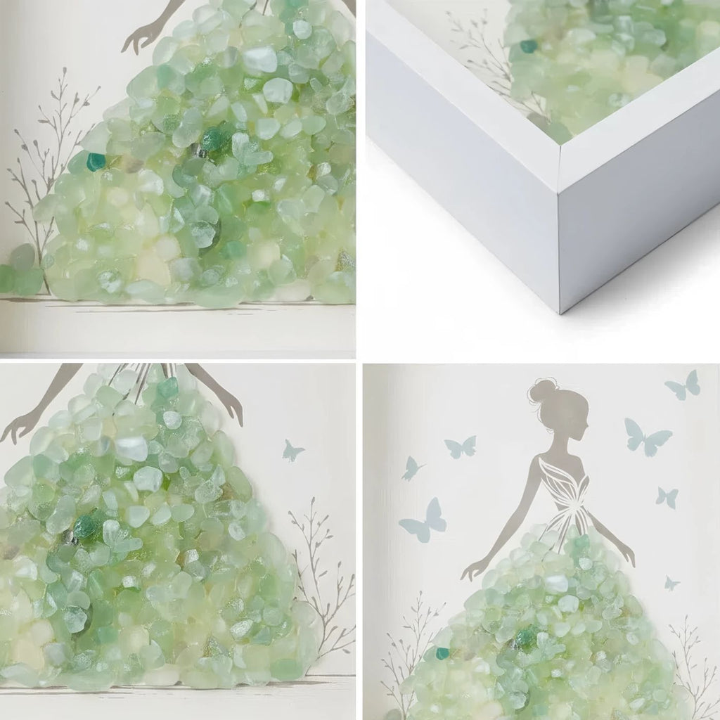 Air Signs Natural Crystal Painting of Dancing Girl with USB Powered Night Light, Green Fluorite, Wall or Desk Decor for Gemini Libra Aguarius Zodiac Gifts