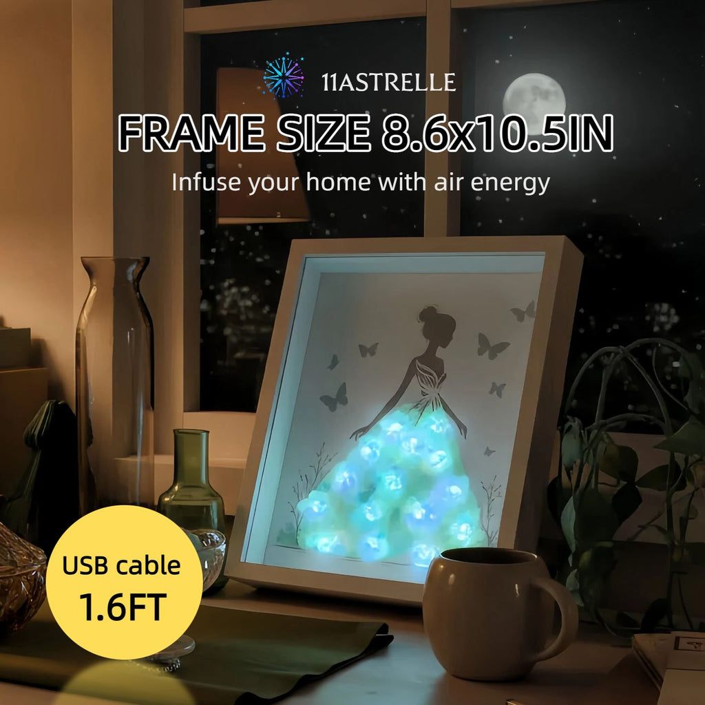 Air Signs Natural Crystal Painting of Dancing Girl with USB Powered Night Light, Green Fluorite, Wall or Desk Decor for Gemini Libra Aguarius Zodiac Gifts