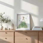 Air Signs Natural Crystal Painting of Dancing Girl with USB Powered Night Light, Green Fluorite, Wall or Desk Decor for Gemini Libra Aguarius Zodiac Gifts