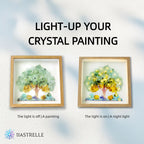 Earth Signs Natural Crystal Painting of Tree and Flowers with USB Powered Night Light, Fluorite, Prehnite, Birthday Gifts for Taurus Virgo Capricorn Zodiac Gift