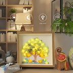 Earth Signs Natural Crystal Painting of Tree and Flowers with USB Powered Night Light, Fluorite, Prehnite, Birthday Gifts for Taurus Virgo Capricorn Zodiac Gift