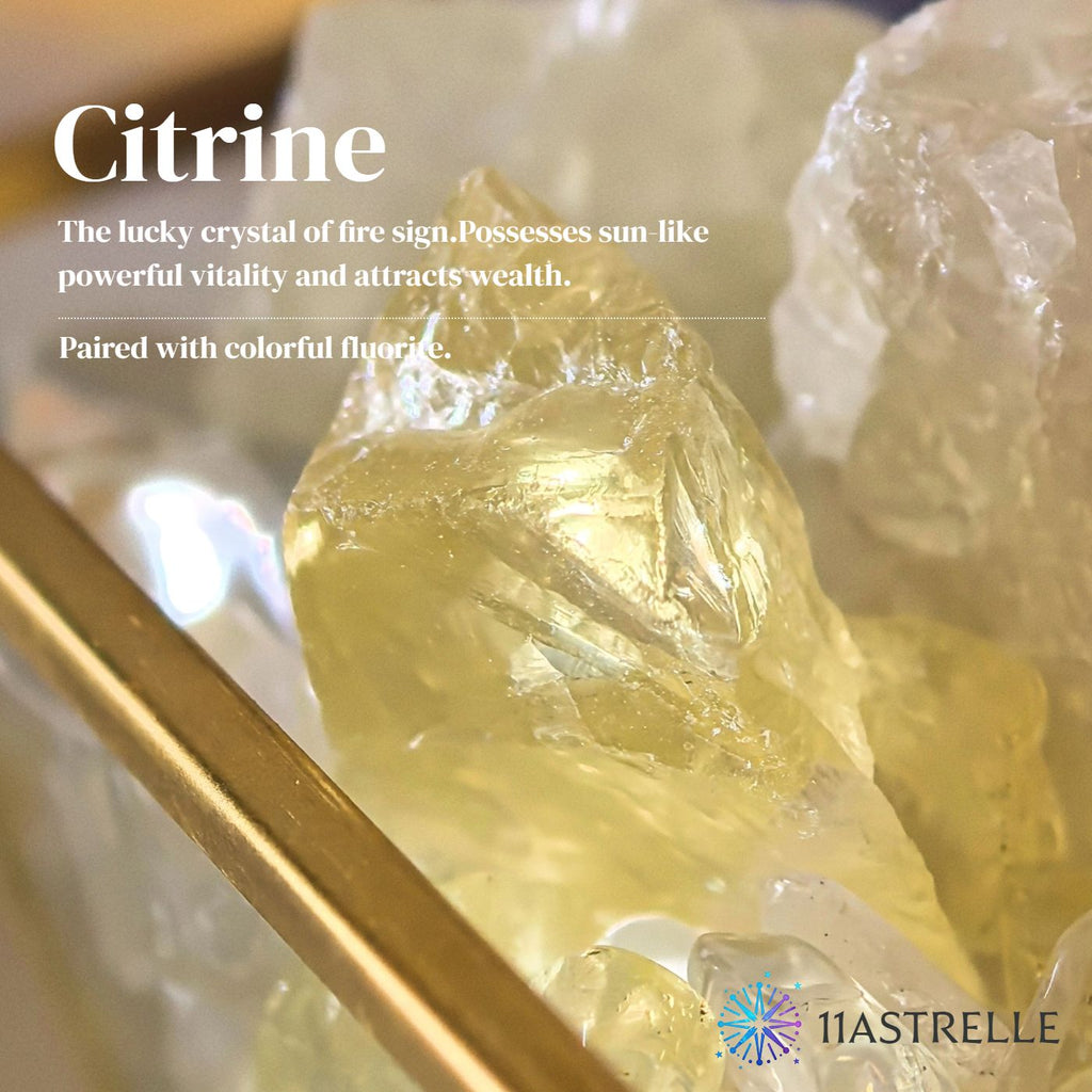 Fire Signs Natural Crystal Painting of Hot Air Balloon with USB Powered Night Light, Citrine, Fluorite, Wall or Desk Decor for Aries Leo Sagittarius Zodiac Gifts